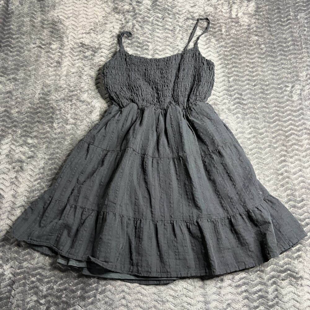 Hippie Rose Womens Smocked Tiered Mini Dress black Juniors Large